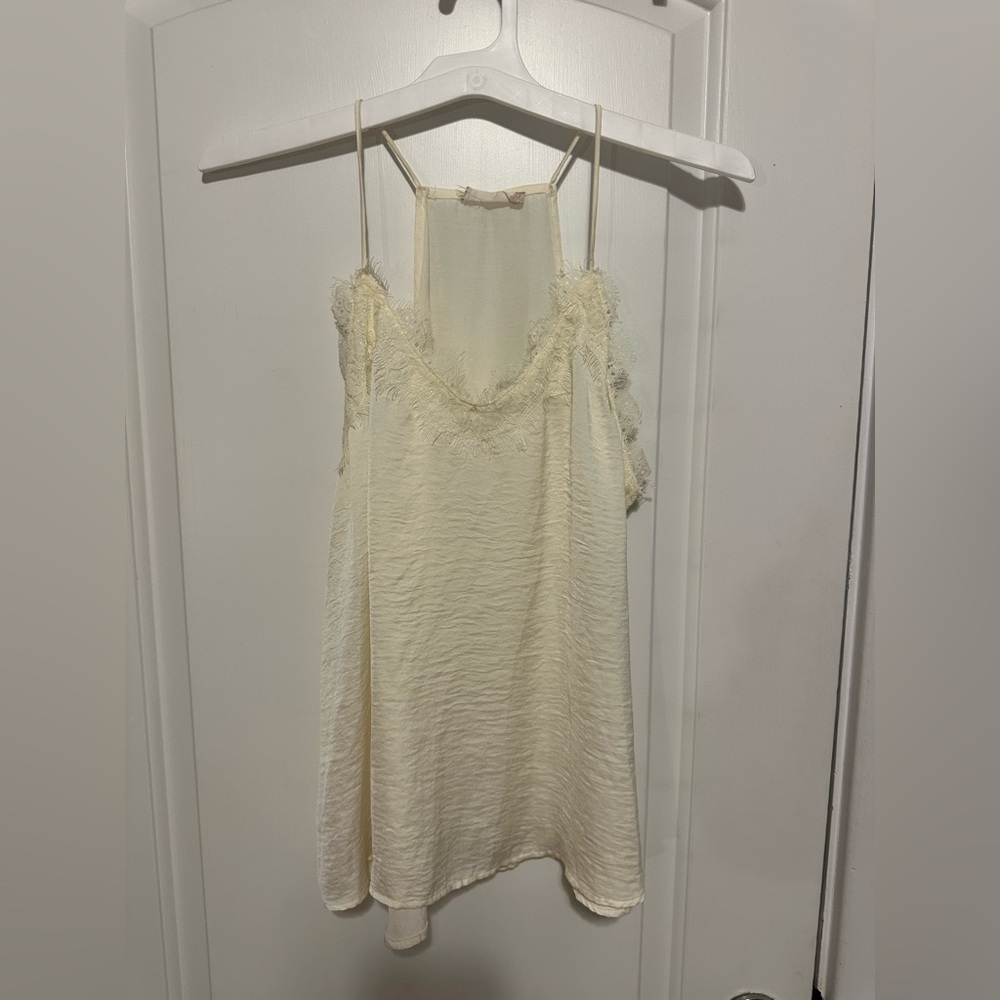Altr’d State Cream Lace Halter Tank Blouse Sz L